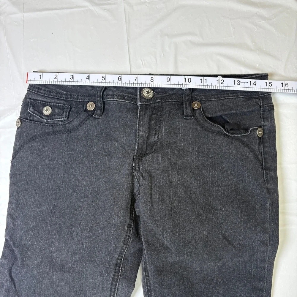 YMI Jeans Womens Black Denim Bermuda Shorts Low‎ Rise Size 5 Distressed Faded